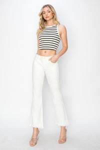 Tummy Control Crop Flare Step Hem Pants