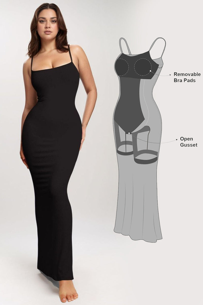 Basic Sleeveless Maxi Dress w/ Built-In Shapewear