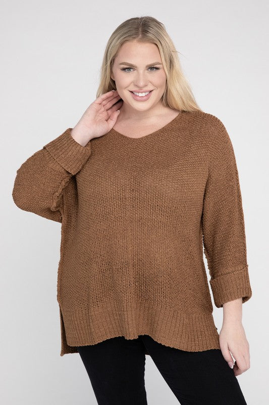 Plus Size Crew Neck Knit Sweater