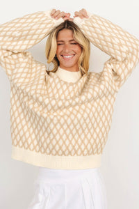 Diamond Pattern Long Sleeve Sweater