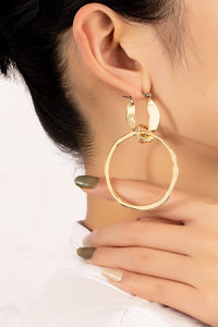 Hammered Hoop Drop Earrings