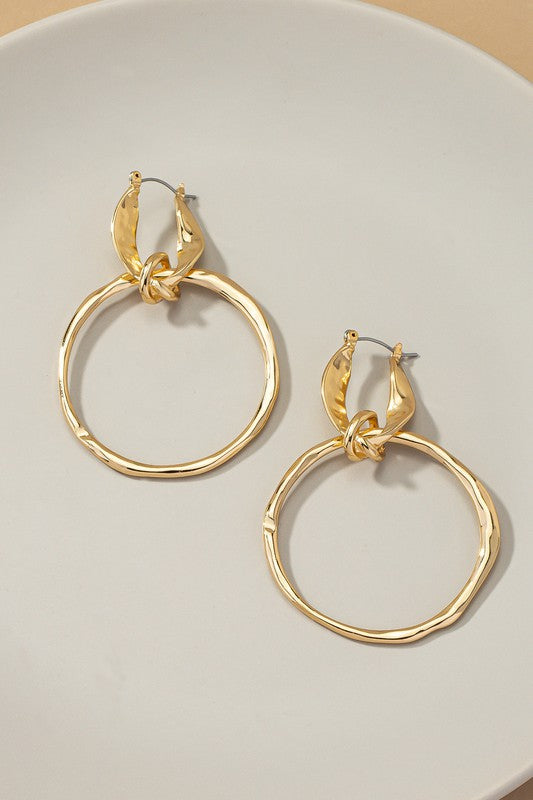 Hammered Hoop Drop Earrings