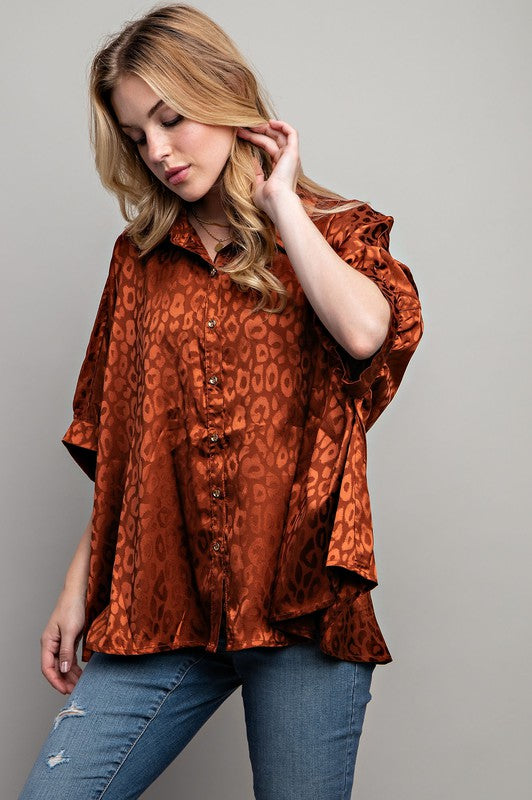 Animal Print Button Down Blouse