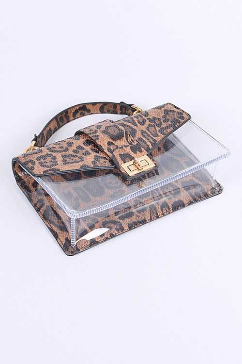 2 In 1 Leopard Printed Clear Bag