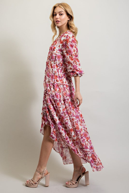 Boho Floral High/Low Maxi Dress