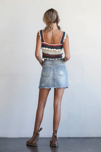 DENIM MID RISE MINI SKIRT