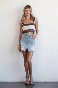 DENIM MID RISE MINI SKIRT