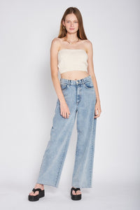 Fringed Waistband Tube Top