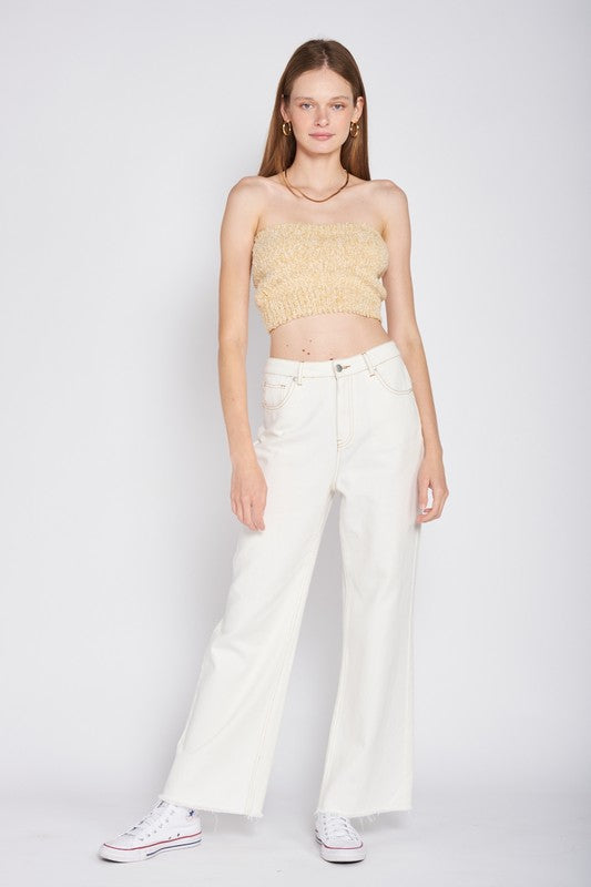 Fringed Waistband Tube Top