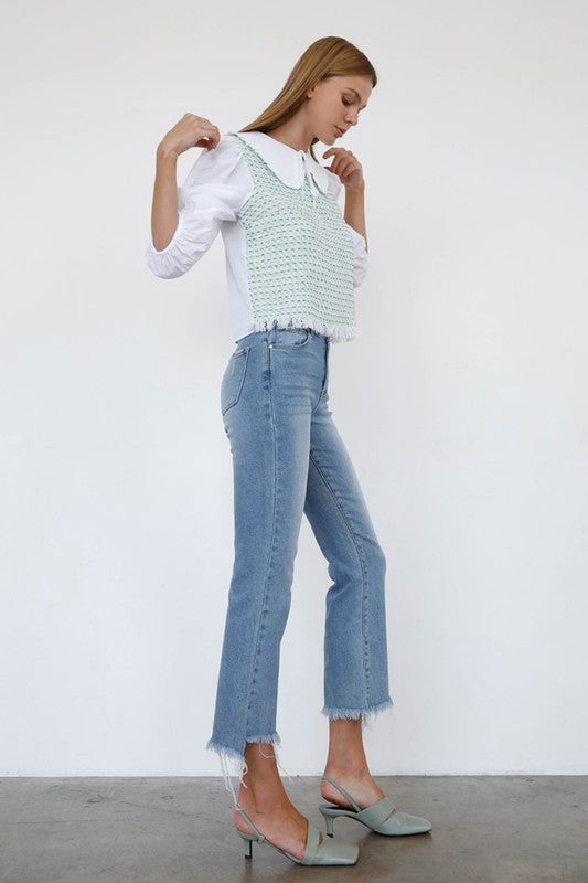 High Rise Crop Boot Cut Jeans