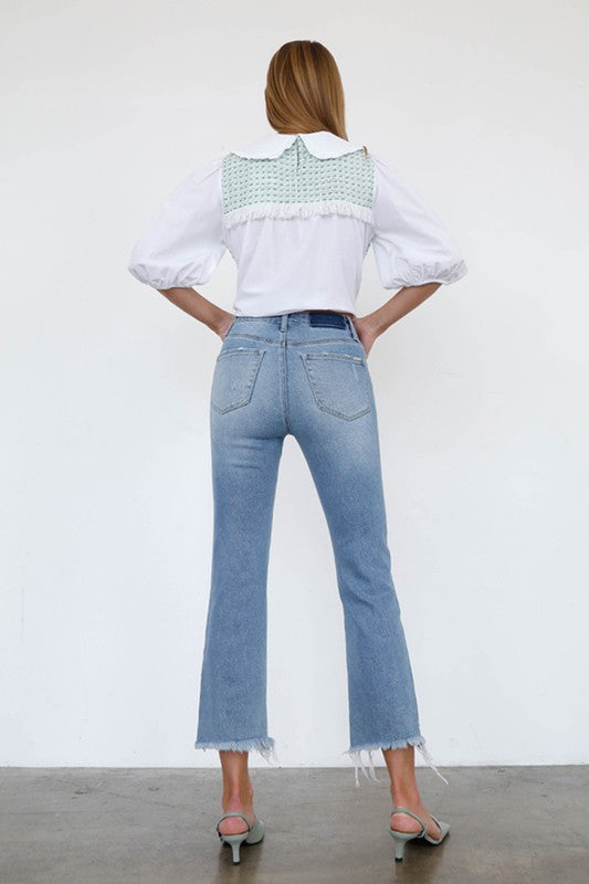 High Rise Crop Boot Cut Jeans