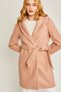 Fleece Belted Hoodie Coat