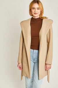 Fleece Belted Hoodie Coat