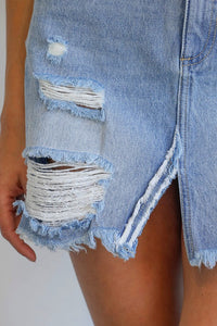 DENIM MID RISE MINI SKIRT