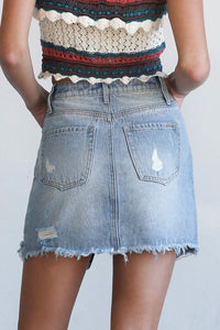 DENIM MID RISE MINI SKIRT