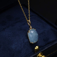 9K SOLID GOLD AQUAMARINE PENDANT