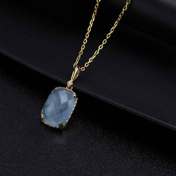 9K SOLID GOLD AQUAMARINE PENDANT