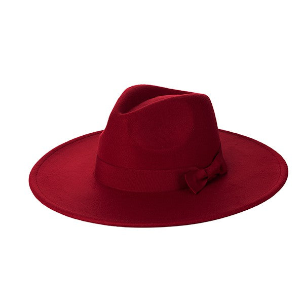 Wide Brim Ribbon Fedora Hat