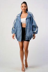 Oversized Denim Stripe Jacket