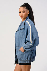 Oversized Denim Stripe Jacket