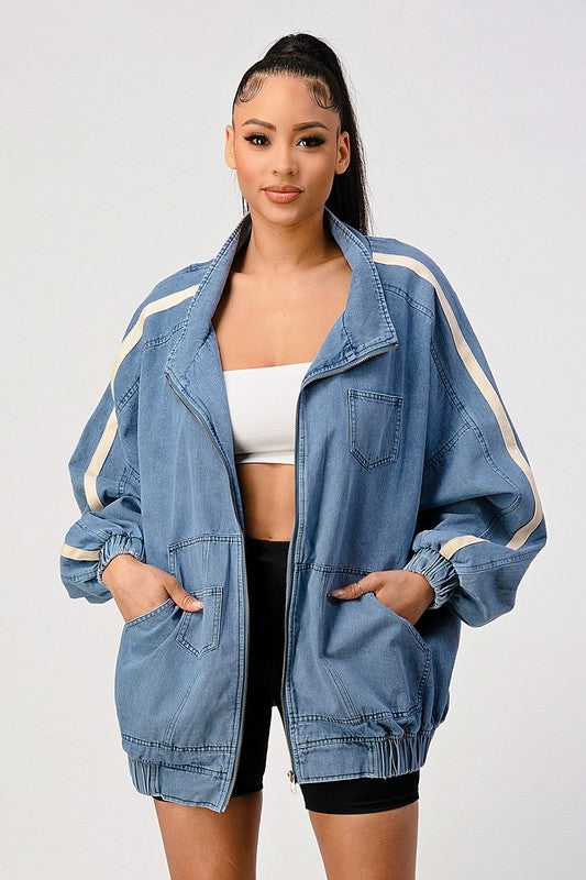 Oversized Denim Stripe Jacket