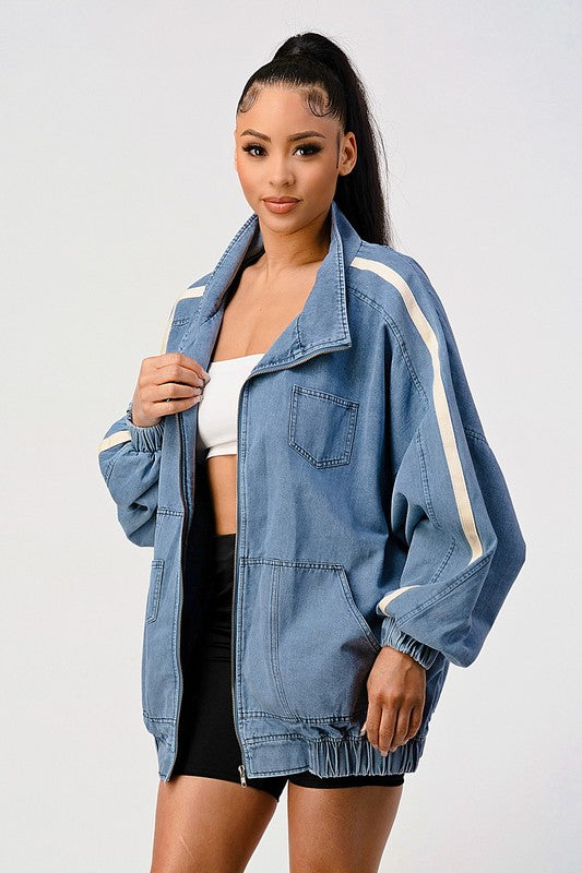 Oversized Denim Stripe Jacket