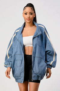 Oversized Denim Stripe Jacket