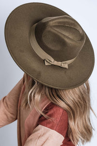 Wide Brim Ribbon Fedora Hat