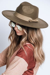 Wide Brim Ribbon Fedora Hat