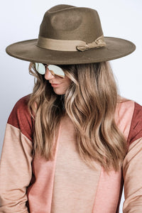 Wide Brim Ribbon Fedora Hat