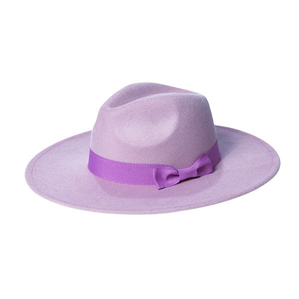 Wide Brim Ribbon Fedora Hat