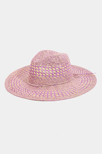 Checkered Straw Weave Sun Hat