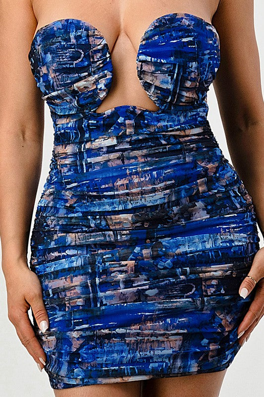 Ocean Print Mini Bodycon Dress