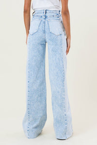 High-Rise Color Block Wide Leg Jeans