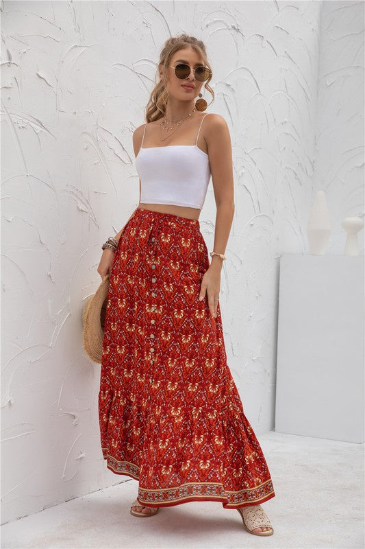 Floral Print Maxi Skirt