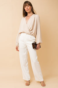 Surplice Shoulder Shirring Top