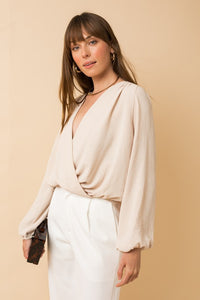 Surplice Shoulder Shirring Top