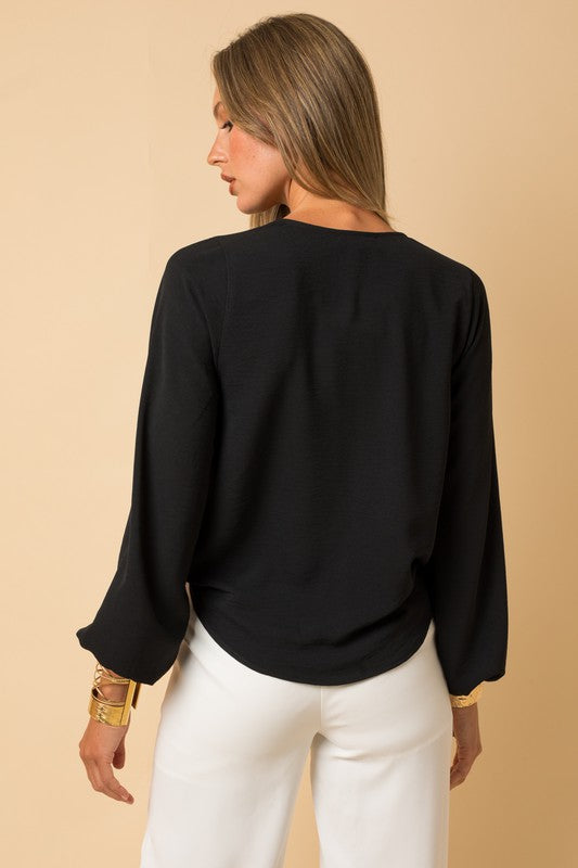 Surplice Shoulder Shirring Top