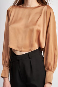 NIGHT OUT LONG SLEEVE SATIN BLOUSE