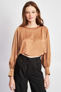 NIGHT OUT LONG SLEEVE SATIN BLOUSE