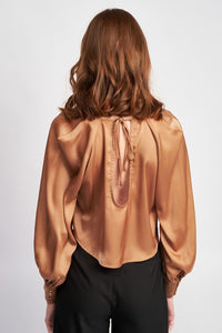 NIGHT OUT LONG SLEEVE SATIN BLOUSE