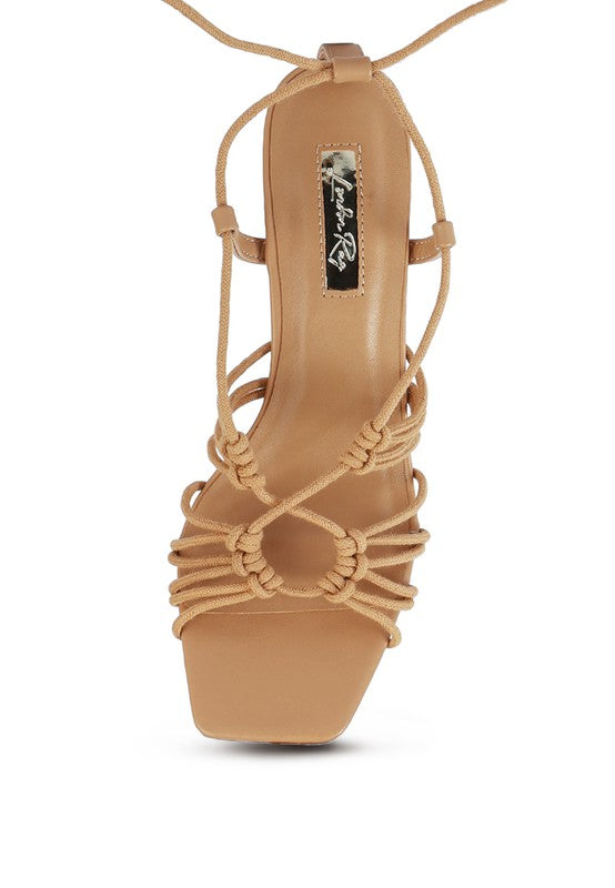 STRINGS ATTACHED BRAIDED BLOCK HEELED SANDAL