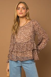 Layla Ruffle Layered Abstract Print Top