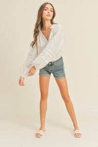 Button Peasant Top