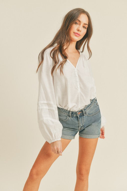 Button Peasant Top