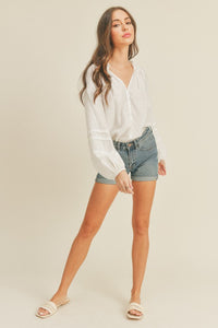 Button Peasant Top