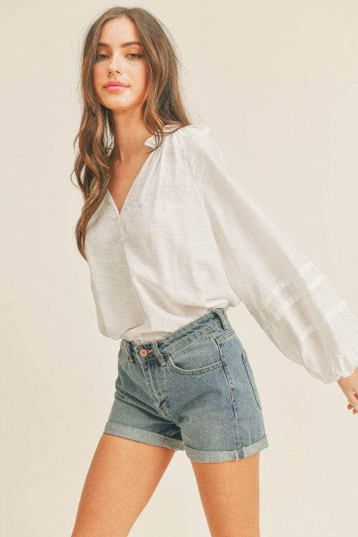 Button Peasant Top