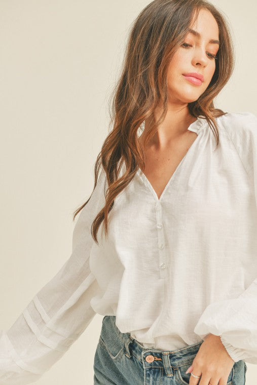 Button Peasant Top