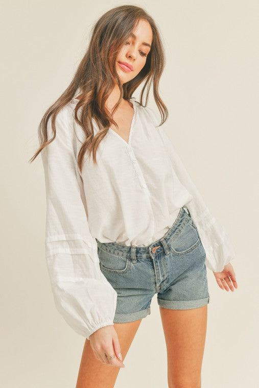 Button Peasant Top