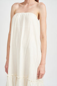 STRAPLESS TIERED MAXI DRESS